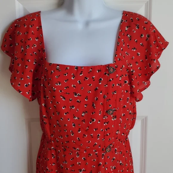 Sienna Sky women's S Red dress with button and ruffle detail - Picture 2 of 10